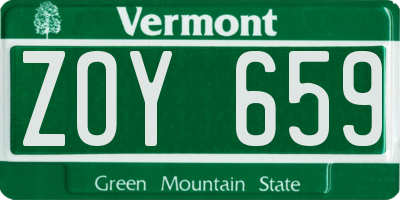 VT license plate ZOY659