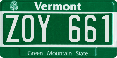 VT license plate ZOY661