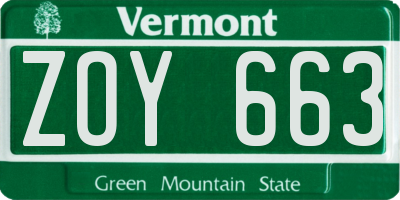 VT license plate ZOY663