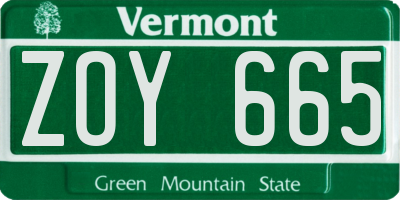VT license plate ZOY665