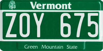 VT license plate ZOY675