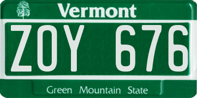 VT license plate ZOY676