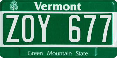 VT license plate ZOY677