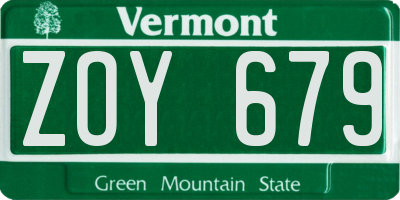 VT license plate ZOY679