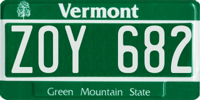 VT license plate ZOY682