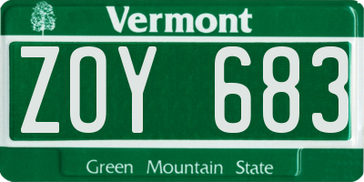 VT license plate ZOY683