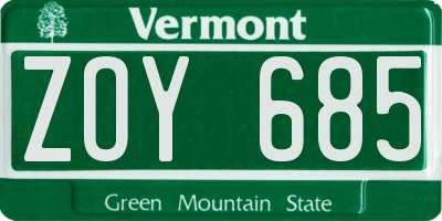 VT license plate ZOY685