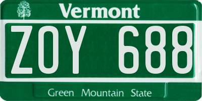 VT license plate ZOY688