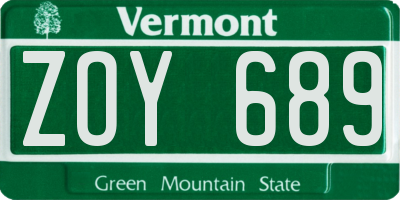 VT license plate ZOY689