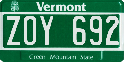 VT license plate ZOY692