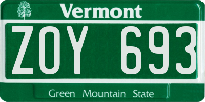 VT license plate ZOY693