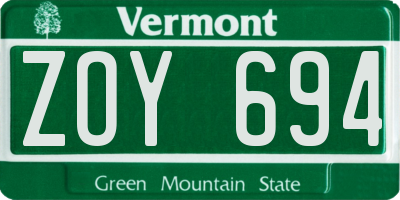 VT license plate ZOY694
