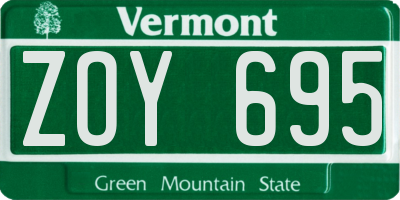 VT license plate ZOY695