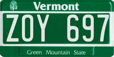 VT license plate ZOY697