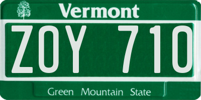 VT license plate ZOY710
