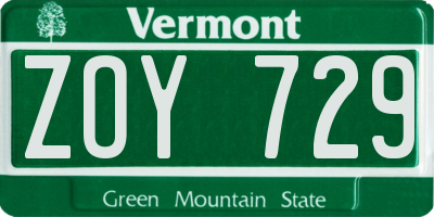 VT license plate ZOY729