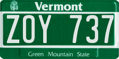 VT license plate ZOY737