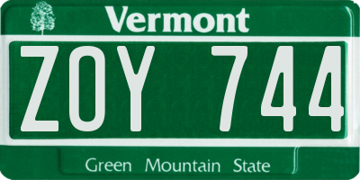 VT license plate ZOY744