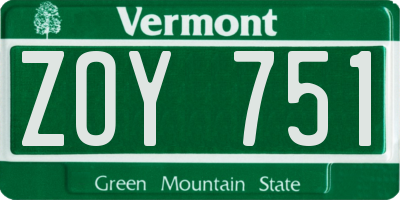 VT license plate ZOY751