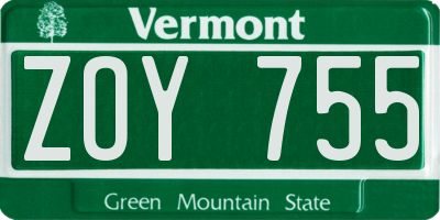VT license plate ZOY755