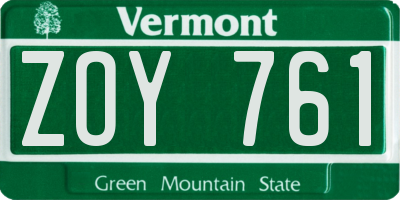 VT license plate ZOY761