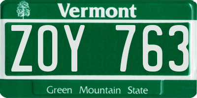 VT license plate ZOY763