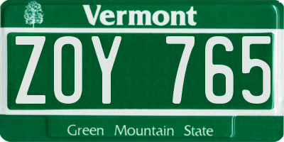 VT license plate ZOY765