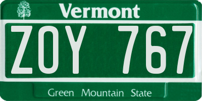 VT license plate ZOY767