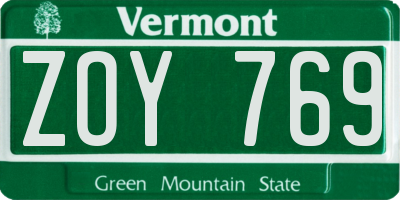 VT license plate ZOY769