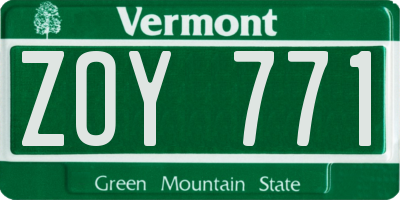 VT license plate ZOY771