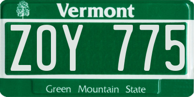 VT license plate ZOY775