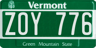 VT license plate ZOY776