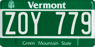 VT license plate ZOY779