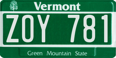 VT license plate ZOY781