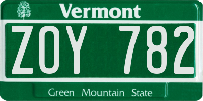 VT license plate ZOY782
