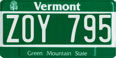 VT license plate ZOY795