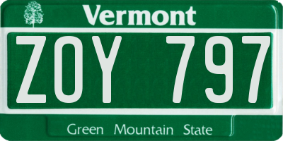 VT license plate ZOY797