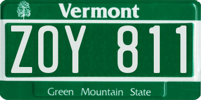 VT license plate ZOY811
