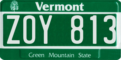 VT license plate ZOY813