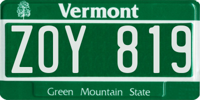 VT license plate ZOY819