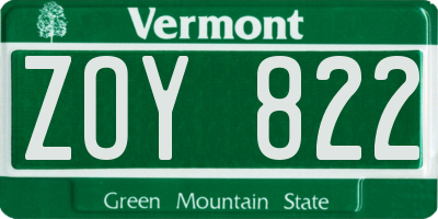 VT license plate ZOY822