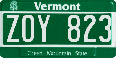 VT license plate ZOY823