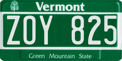 VT license plate ZOY825