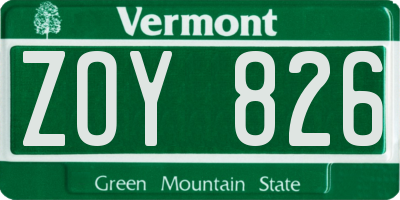 VT license plate ZOY826