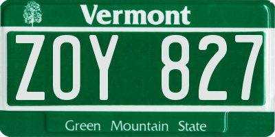 VT license plate ZOY827