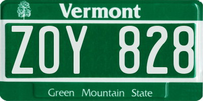 VT license plate ZOY828