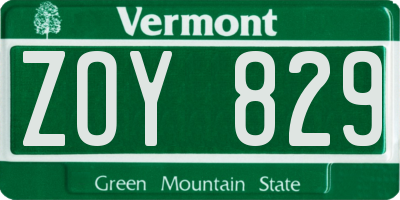 VT license plate ZOY829