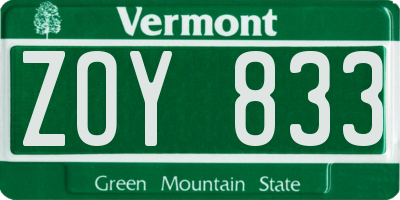 VT license plate ZOY833