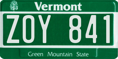 VT license plate ZOY841