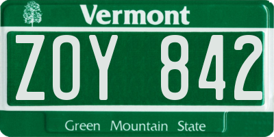 VT license plate ZOY842